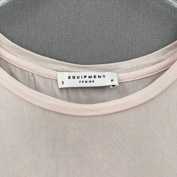 EQUIPEMENT Shirt Womens Small Light Pink Sheer Drapey Crew Neck Muscle tee Tank - Picture 7 of 15